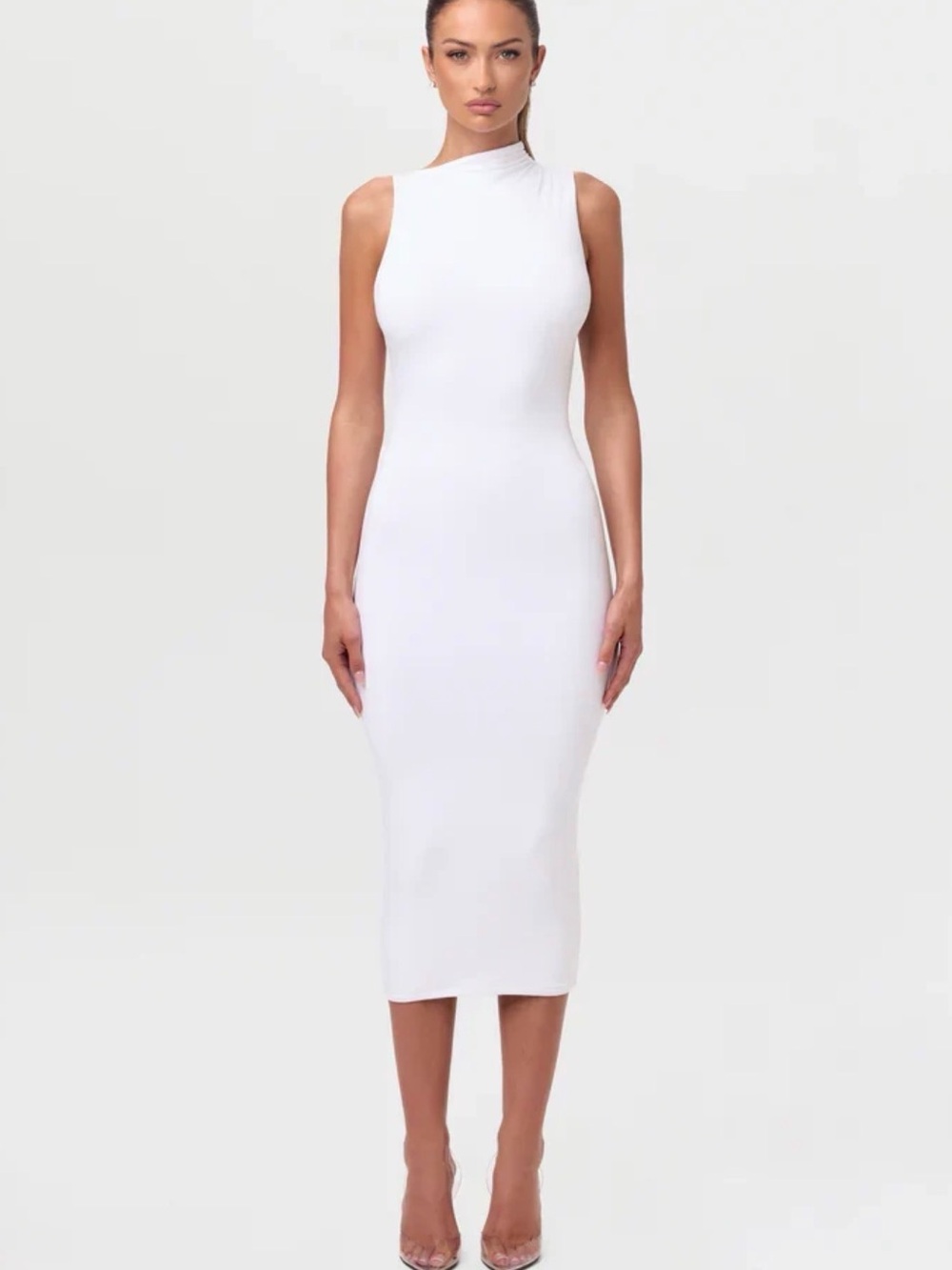 Naked Wardrobe White Sleeveless Midi Dress Size Medium